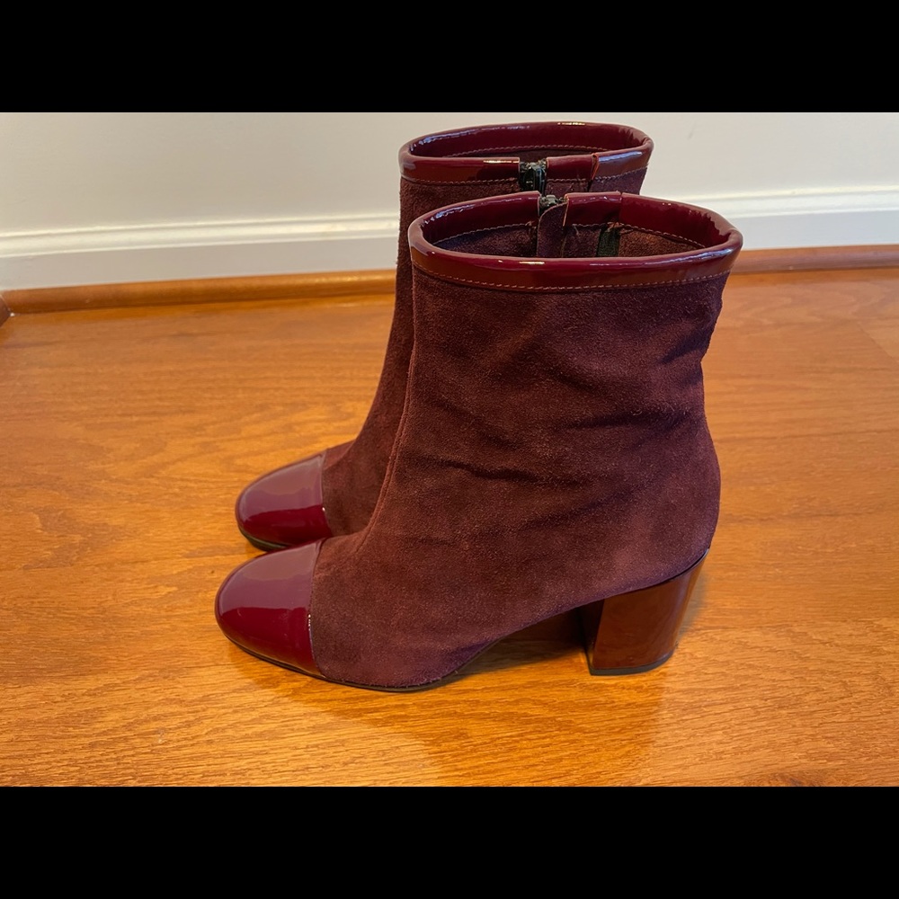 Burgundy 70/30 leather ankle boots